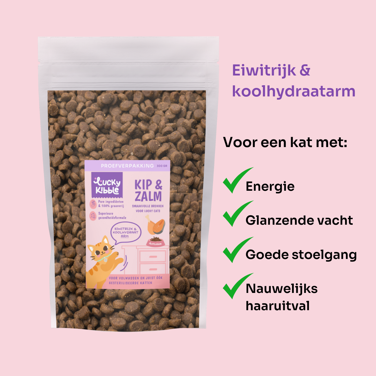 Lucky Kibble - Proefverpakking kattenbrokken (300 gram)